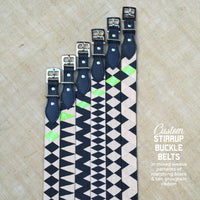Boy O Boy Bridleworks Custom Stirrup Buckle Belts in Mixed Weave Patterns