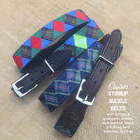 Boy O Boy Bridleworks Custom Stirrup Buckle Belt with Tartan Ribbon