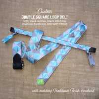 Boy O Boy Bridleworks Custom Satin Double Square Loop Belt with Matching Traditional Finish Browband