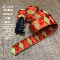 Boy O Boy Bridleworks Custom Satin and Metallic Grosgrain Double Square Loop Belt