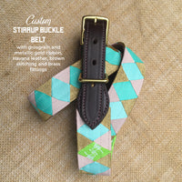 Boy O Boy Bridleworks Custom Stirrup Buckle Belt with Metallic and Grosgrain Ribbon