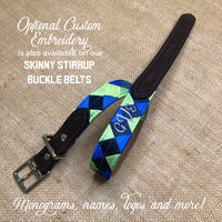 Boy O Boy Bridleworks Skinny Stirrup Buckle Belts with Custom Embroidery